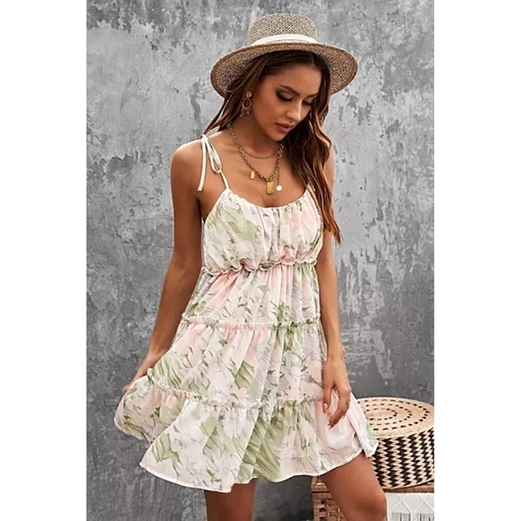 LAST ONE! Plus Size SOPHIE Multi Color Floral Babydoll Ruffle Mini Dress - Picture 4 of 5